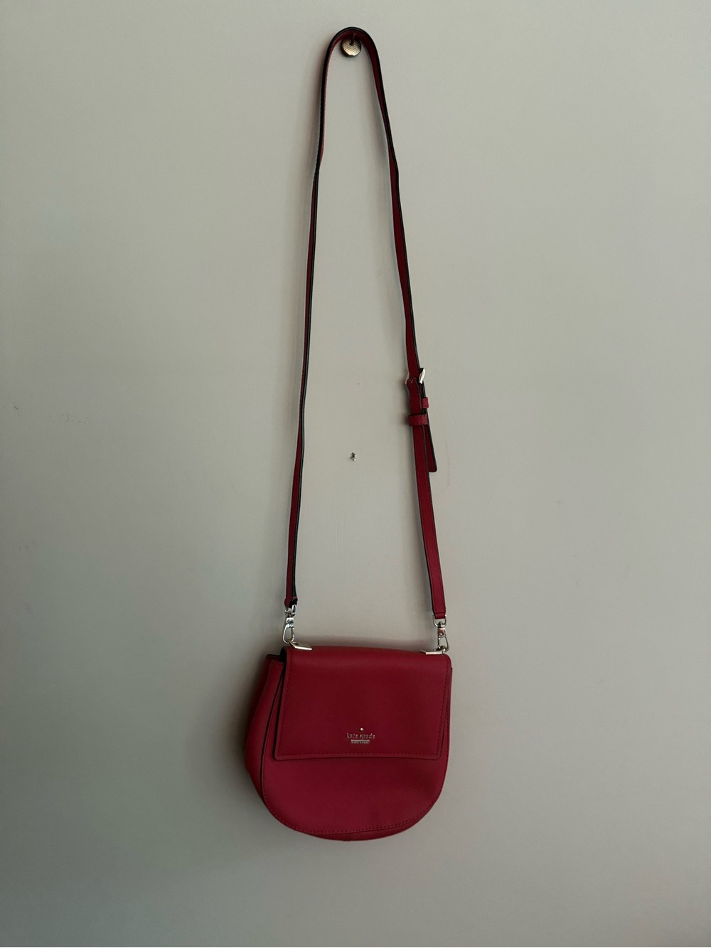 kate spade Red Pebbled Leather Crossbody Saddle Bag